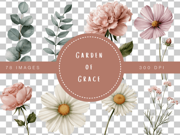 Download Garden of Grace Watercolor Floral Clipar - Color Collection