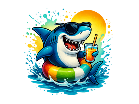 Download Shark Swimming Watercolor Sublimation - Color Collection