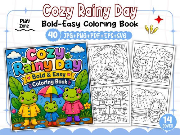 Download Bold Easy Cozy Rainy Day Coloring Book - Color Collection
