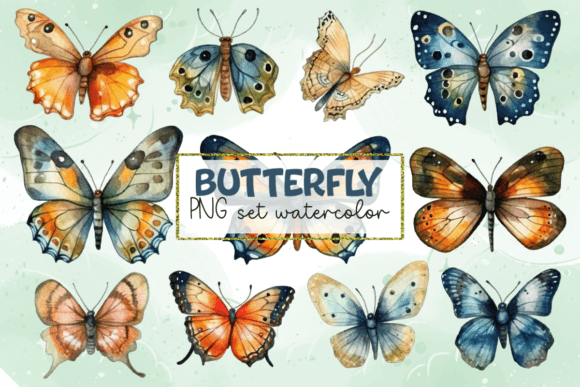 Download Watercolor Butterfly Set PNG - Color Collection