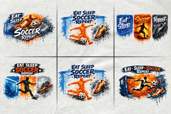 Download Eat Sleep Soccer Repeat Watercolor Brush - Color Collection