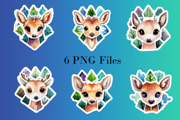 Download Watercolor Deer with Geometric Design - Color Collection