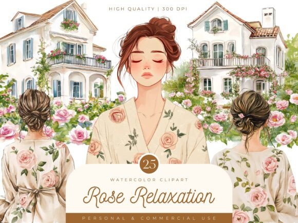 Download Watercolor Rose Relaxation Clipart - Color Collection