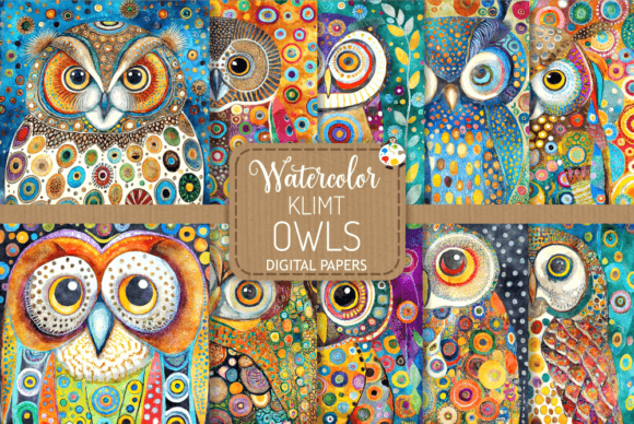 Download Klimt Owls - Watercolor Illustrations - Color Collection