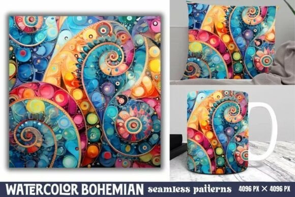 Download Seamless Watercolor Bohemian Pattern - Color Collection