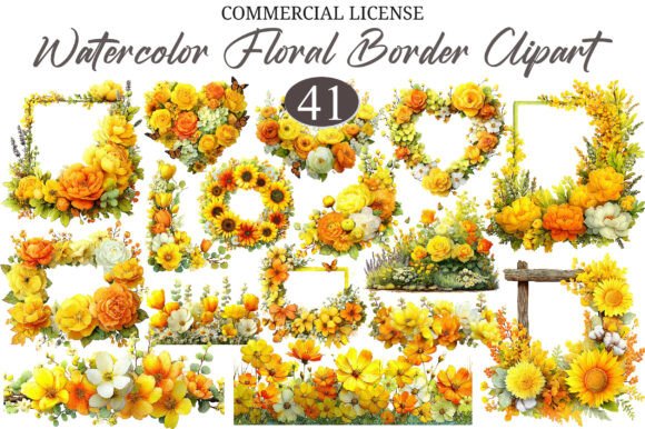Download Watercolor Floral Border Sublimation PNG - Color Collection