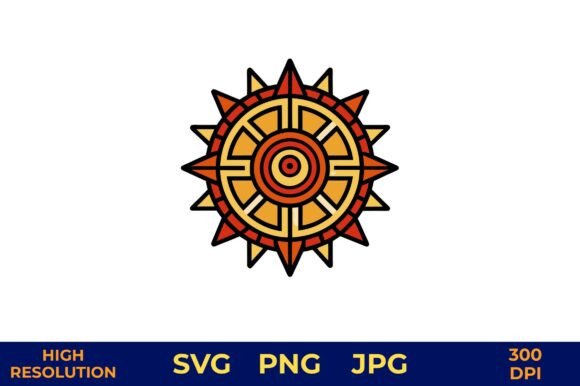 Download Colorful Aztec Sun Symbol Vector Art - Color Collection