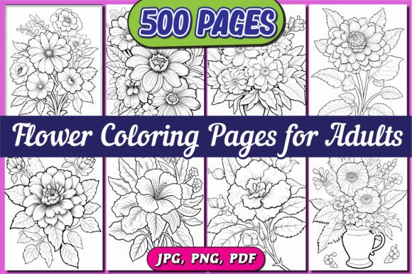 Download 500+ Flowers Adult Coloring Book for-KDP - Color Collection
