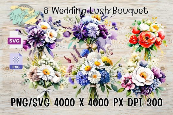 Download Wedding Lush Bouquet Flowers Watercolor - Color Collection