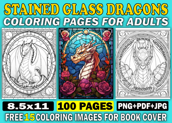 Download Stained Glass Dragon Adult Coloring Book - Color Collection