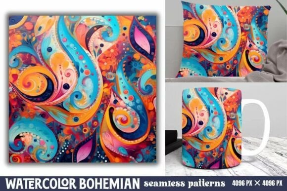 Download Seamless Watercolor Bohemian Pattern - Color Collection