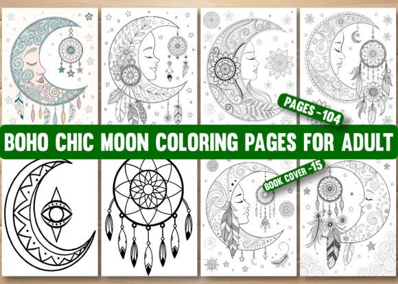 Download Boho Chic Moon Coloring Pages for Adults - Color Collection