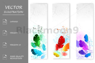 Download Three Banners with Colored Feathers - Color Collection