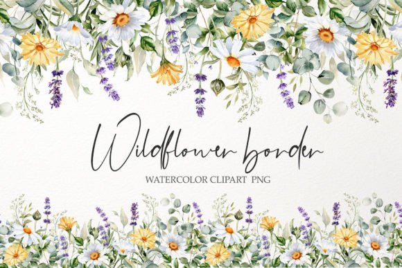 Download Watercolor Floral Border PNG. Wildflower - Color Collection