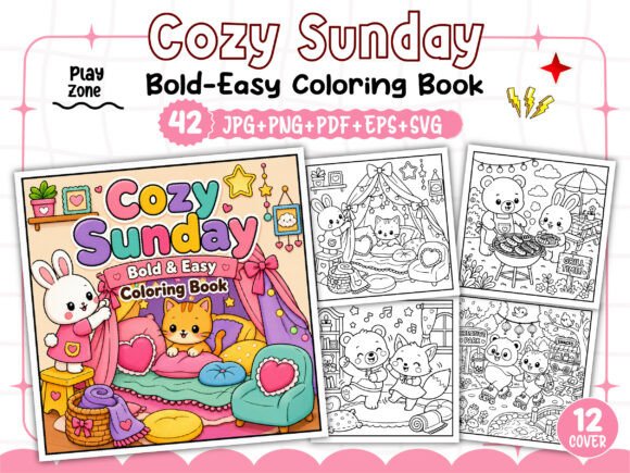 Download Bold and Easy Cozy Sunday Coloring Book - Color Collection